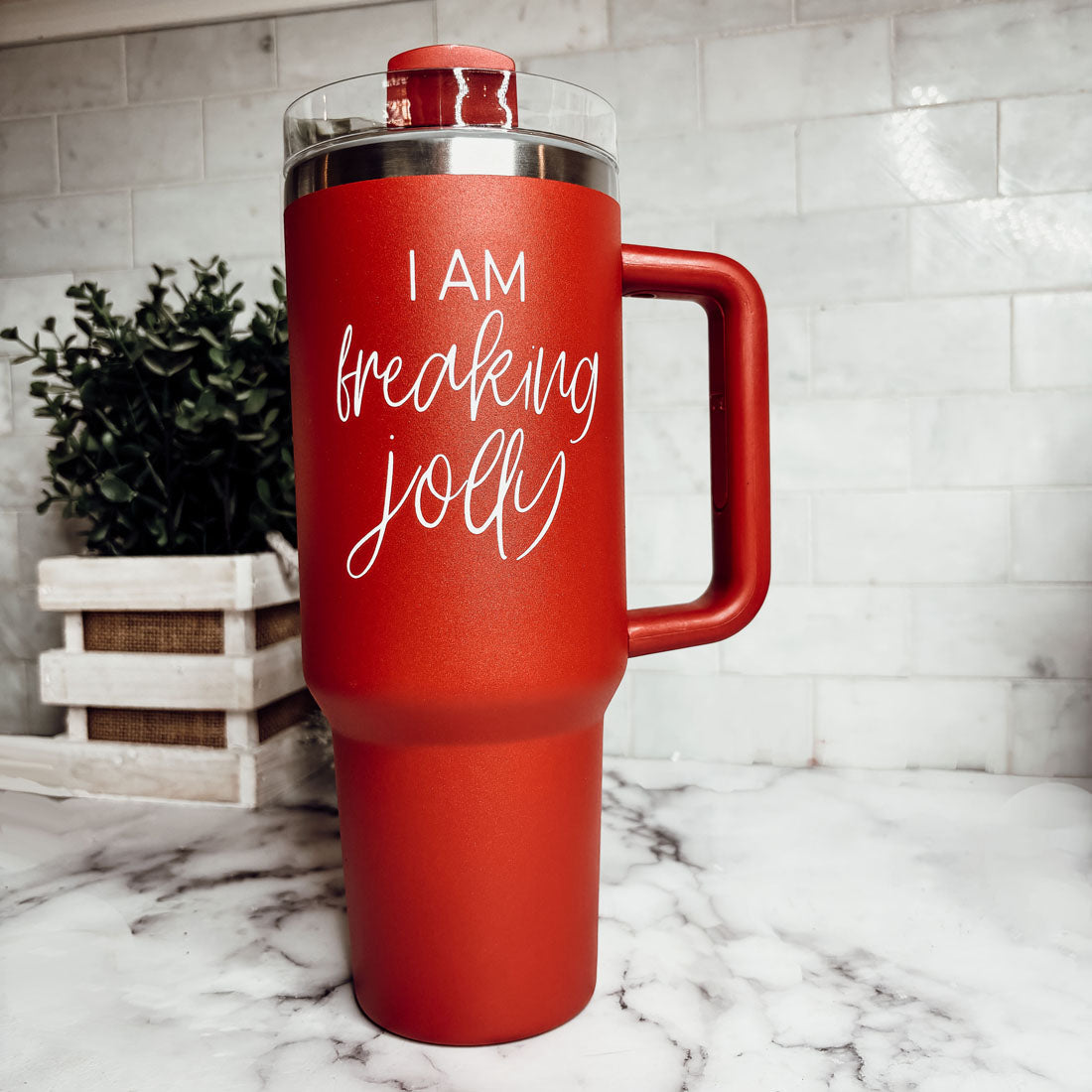 coffee mugs for christmas gifts
Red Christmas mugs large
Holiday gift for girlfriend - I am freaking jolly Christmas tumbler
Christmas tumbler for sister - I am freaking jolly 40oz red green